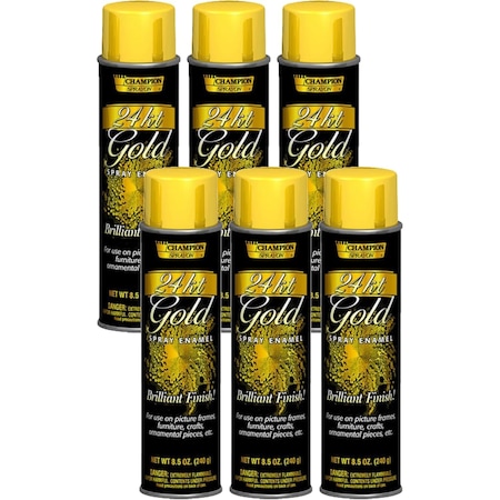Chase Products Brilliant Finish Metallic Spray Enamel, 24-Karat Gold net 8.5 oz. can.cans., 6PK 4190998